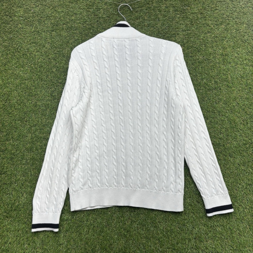 Lauren Ralph Lauren Cardigan Sweater Womens XL Ivory Full Zip Cable Knit Dress - Picture 2 of 9